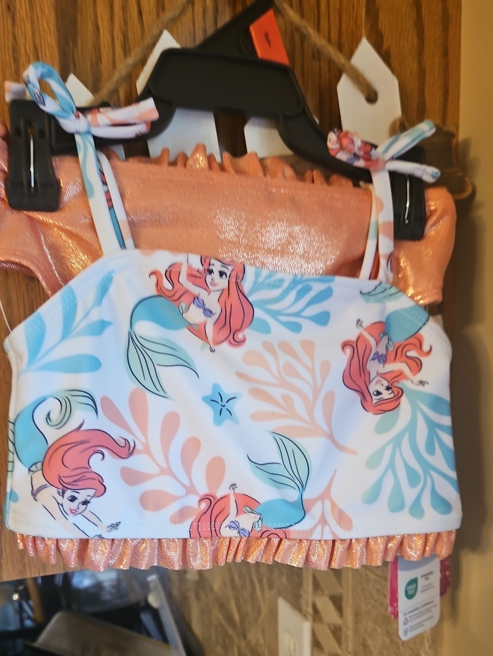 Disney Girls Pink & Light Blue Ariel Swim Bikini Top